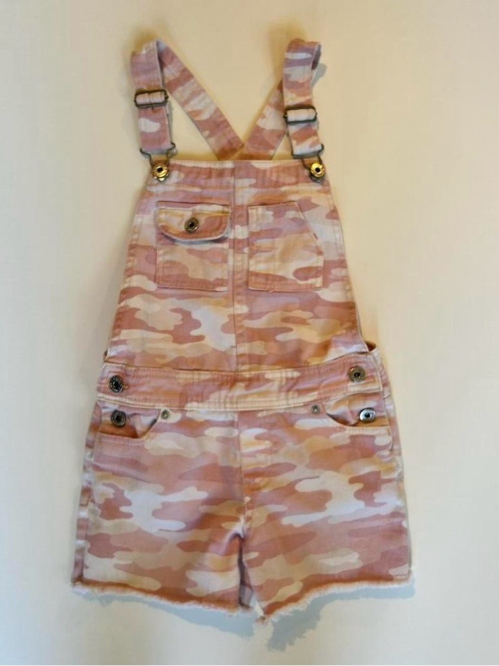 Lucky Brand Pink Camo Short Overalls